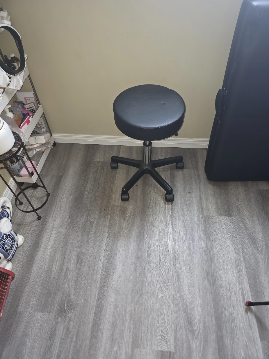Black Rolling Stool