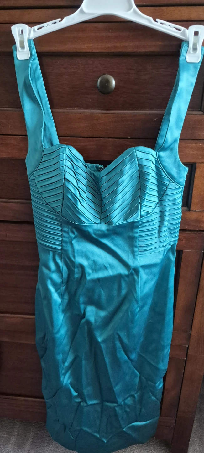 Marciano Teal Satin Cocktail Dress