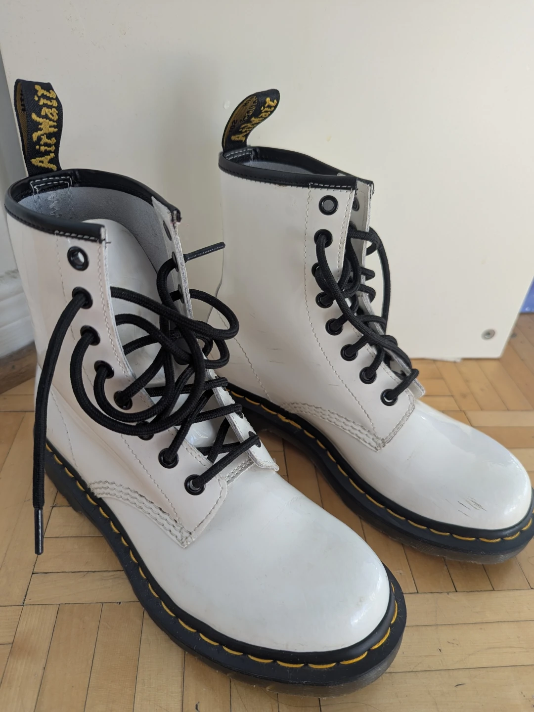 Dr. Martens White Patent Leather Boots Size UK 4 / EU 37