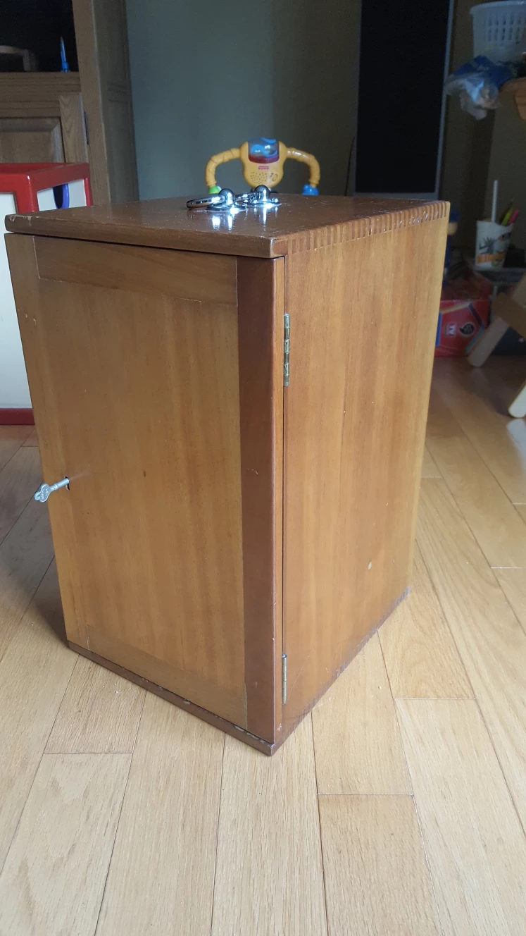 Vintage Wooden Lockbox Cabinet