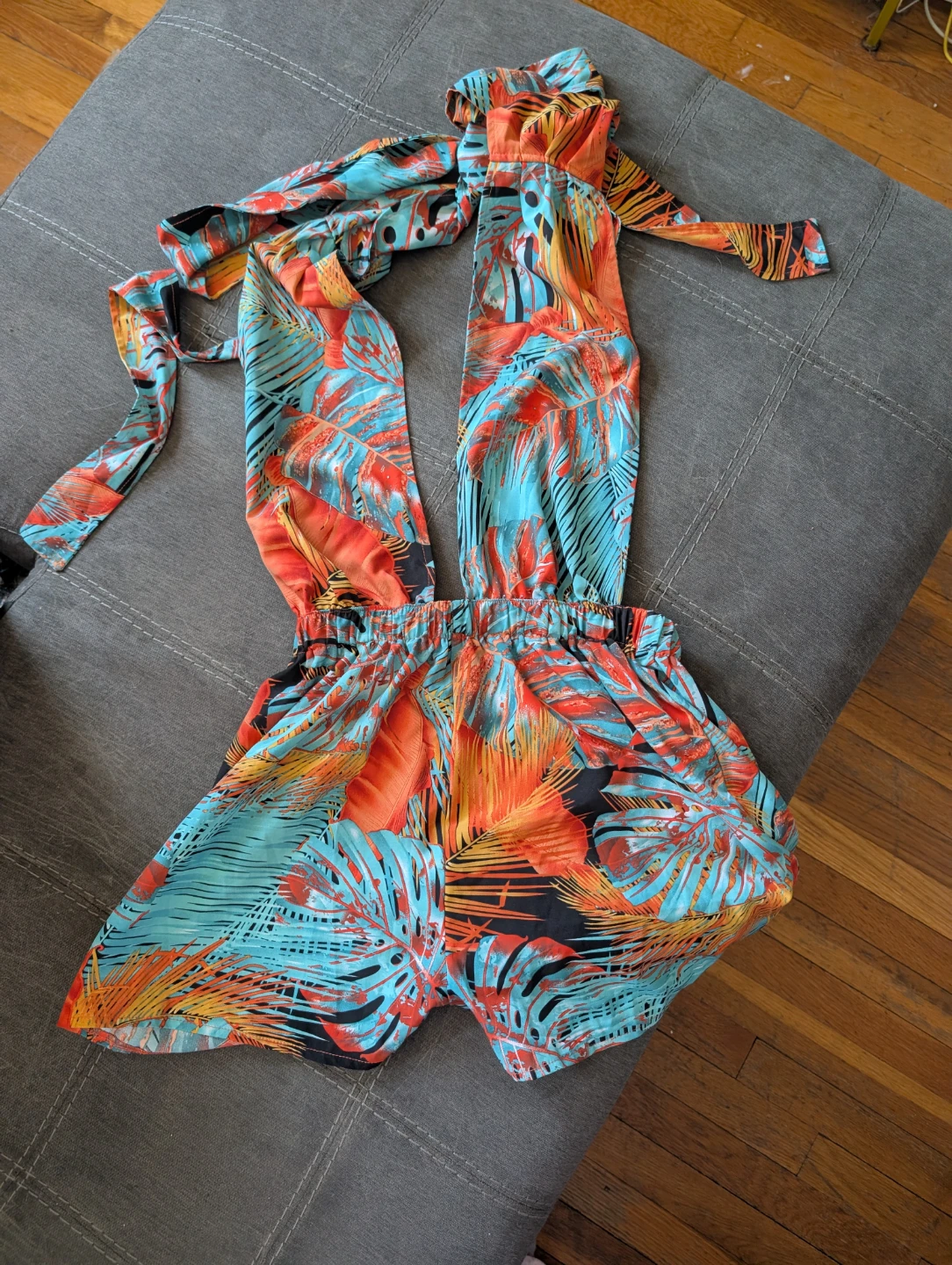Women's Tropical Print Halter Romper