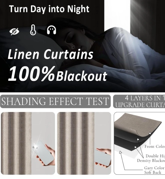 100% Blackout Linen Curtains - photo 4