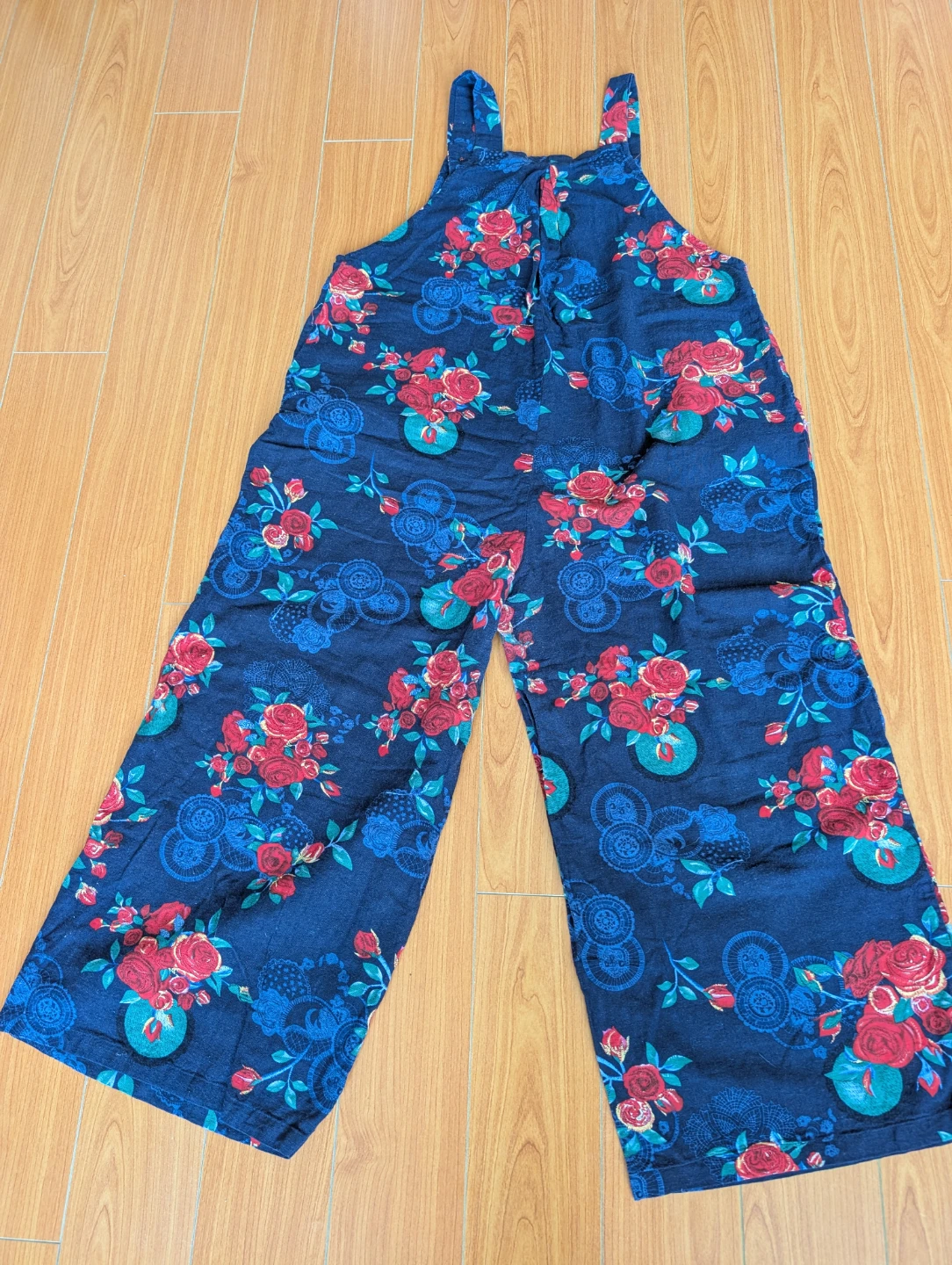 Blue Floral Linen Jumpsuit