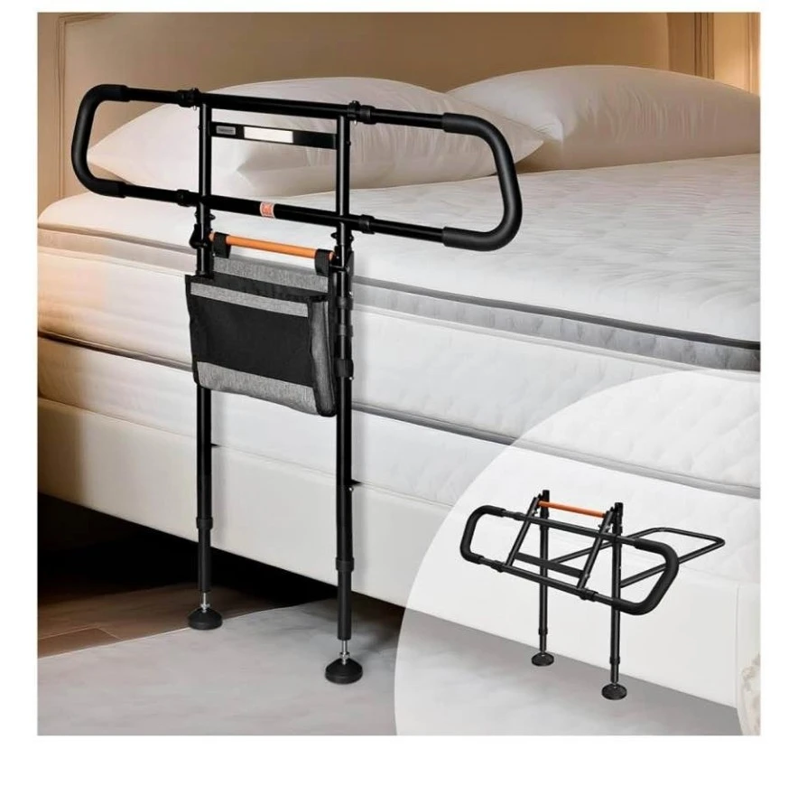 Bed Rail with Night Light and Organizer Pouch