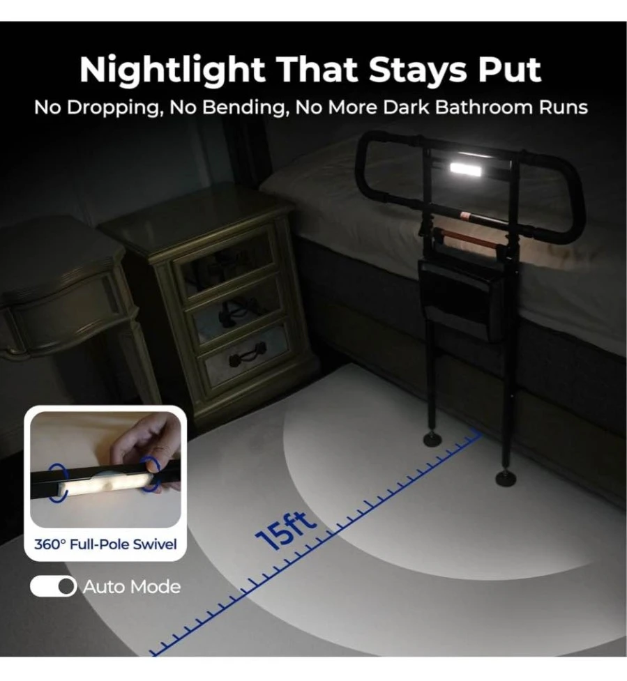 Bed Rail with Night Light and Organizer Pouch - photo 2