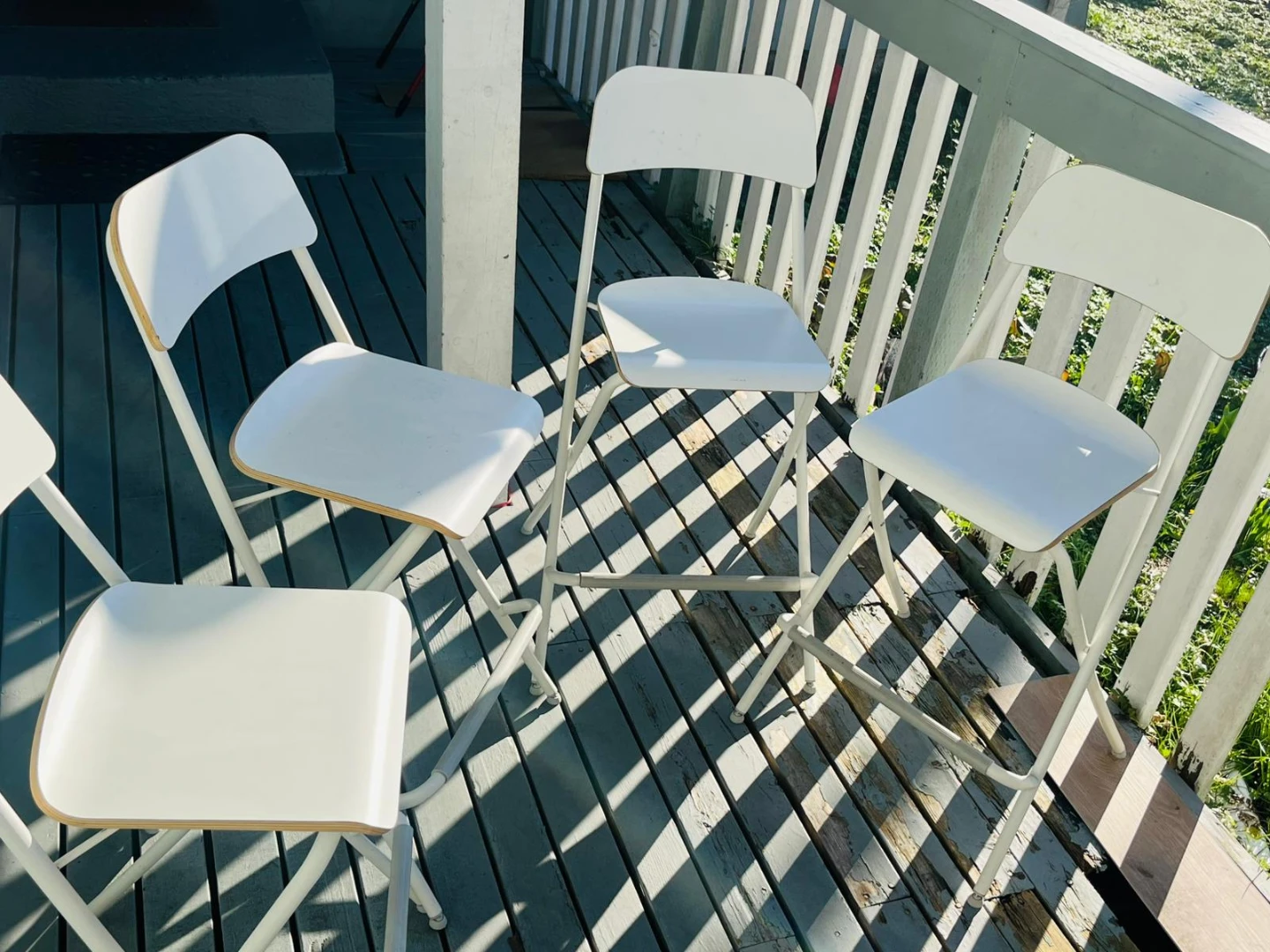 White Folding Bar Stools - Set of 4 - photo 3