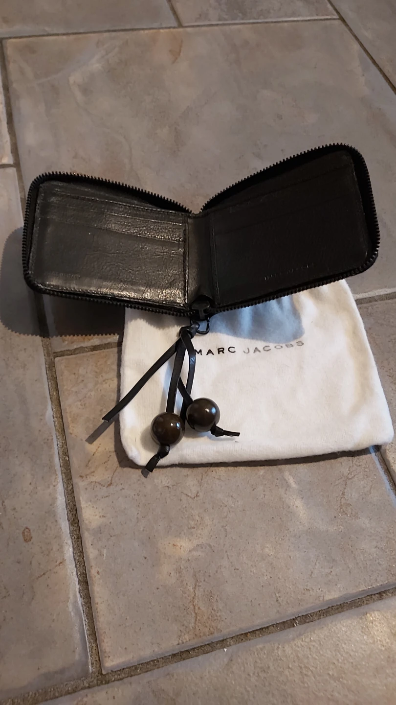 Marc Jacobs Black Leather Zip Around Wallet with Cherry Charms - photo 2