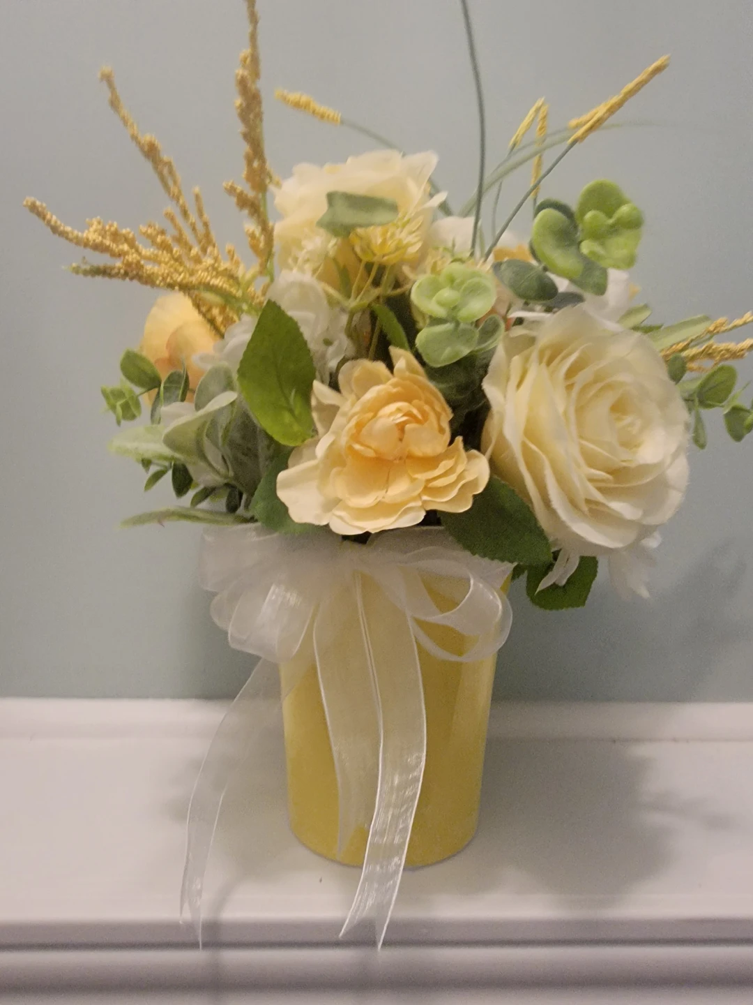Artificial Flower Arrangement in Yellow Vase