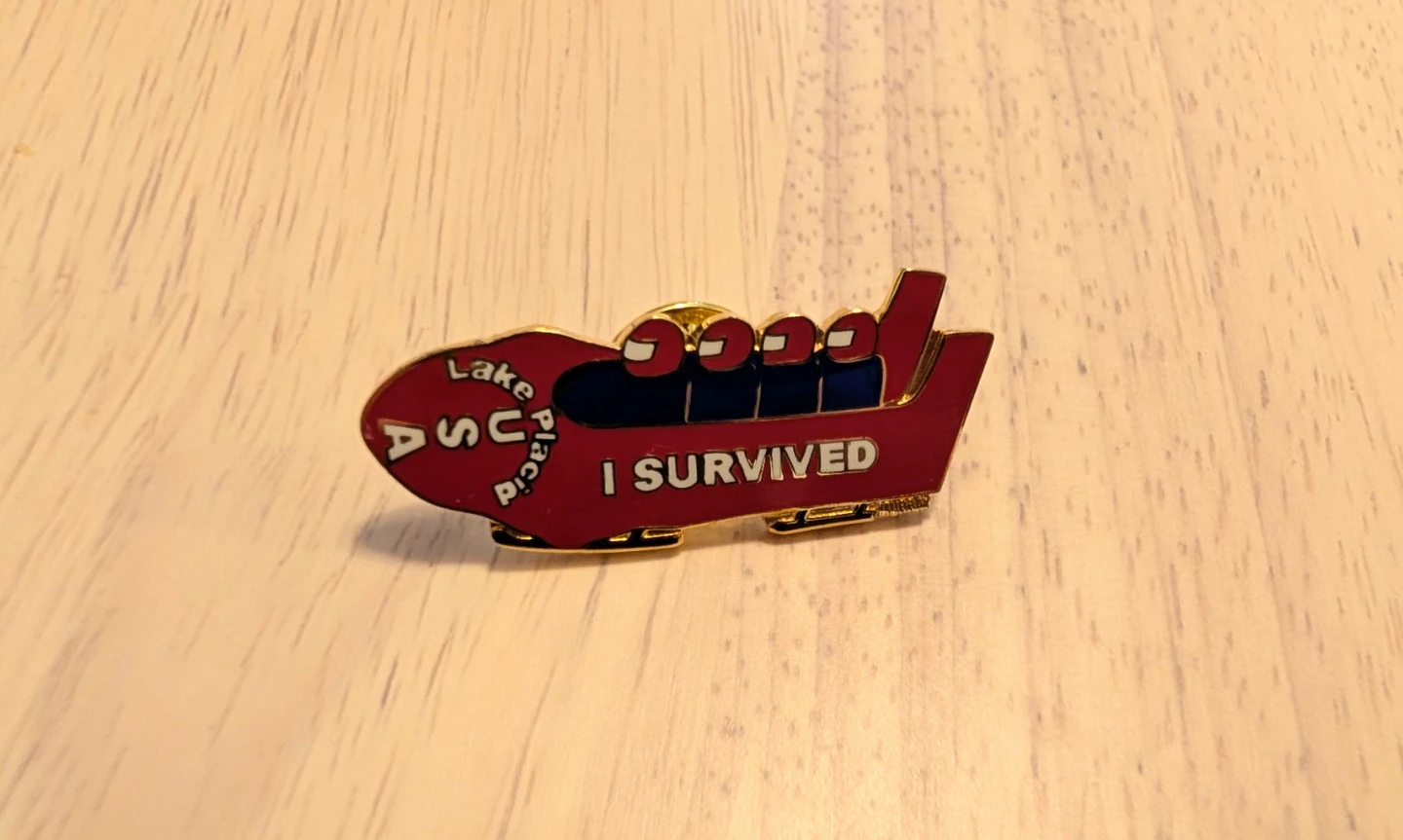 Brand New Lake Placid USA I Survived Bobsled Pin