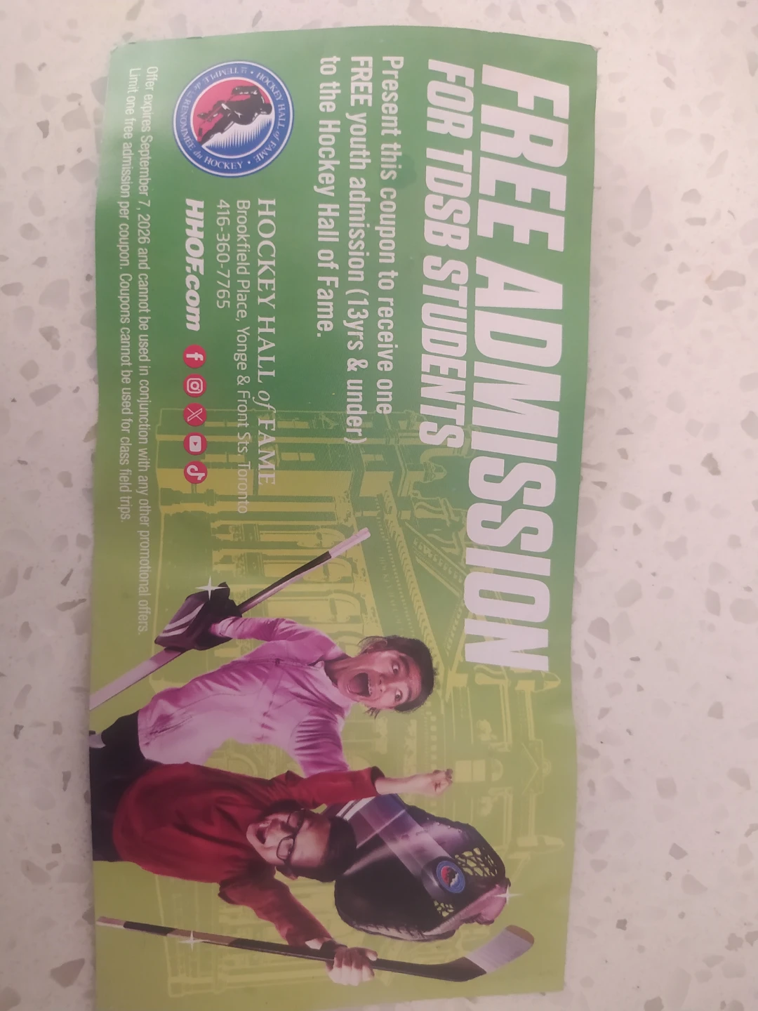 Hockey Hall of Fame Free Youth Admission Coupon