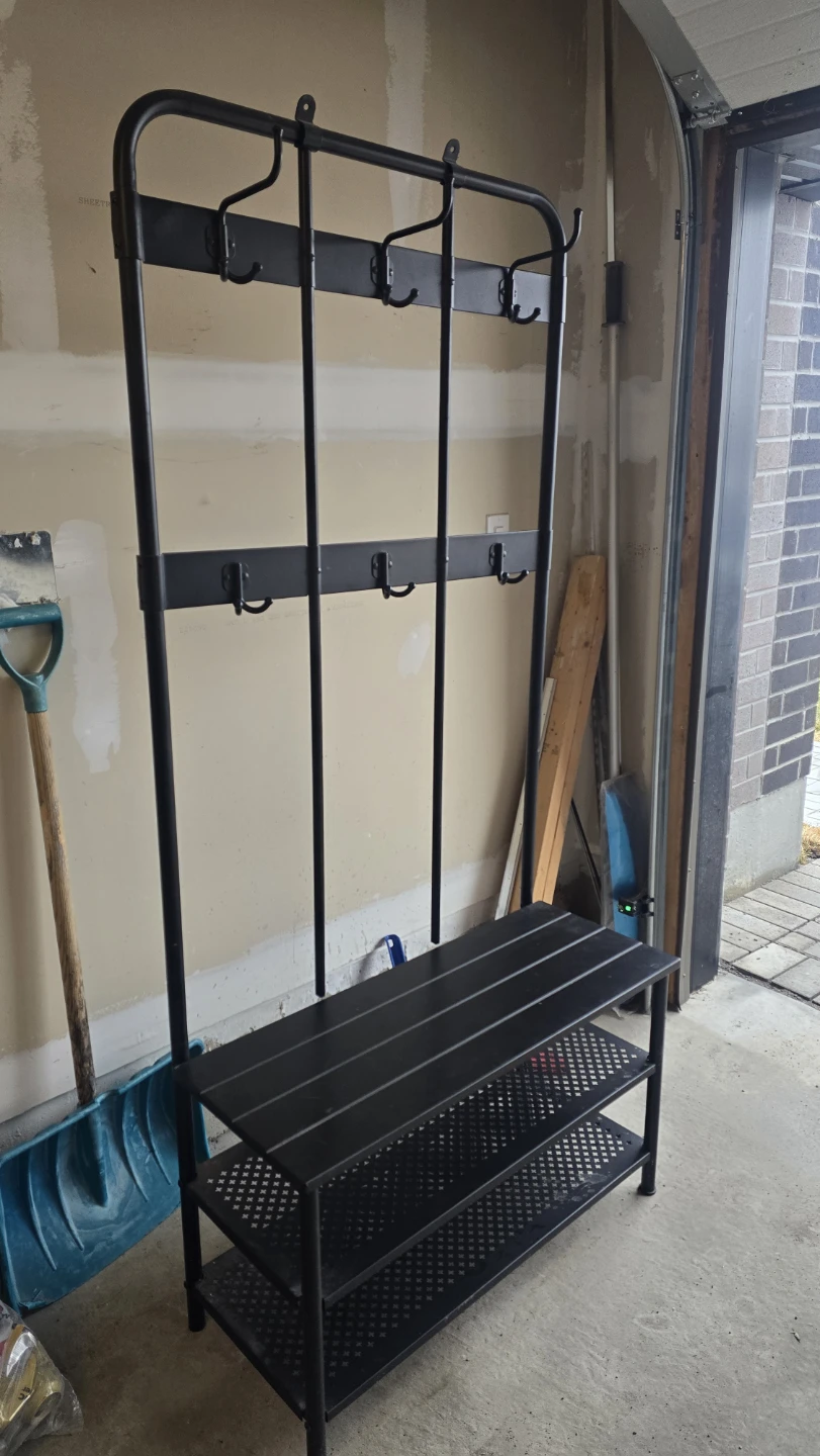 Black Hall Tree with Bench and Shoe Shelves - photo 2