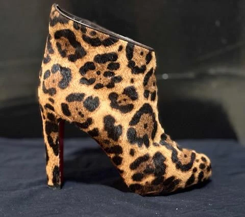 authentic Louboutin Leopard Print Calf Hair  Ankle Boots Size 37 - photo 3