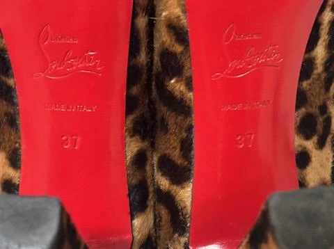 authentic Louboutin Leopard Print Calf Hair  Ankle Boots Size 37 - photo 4