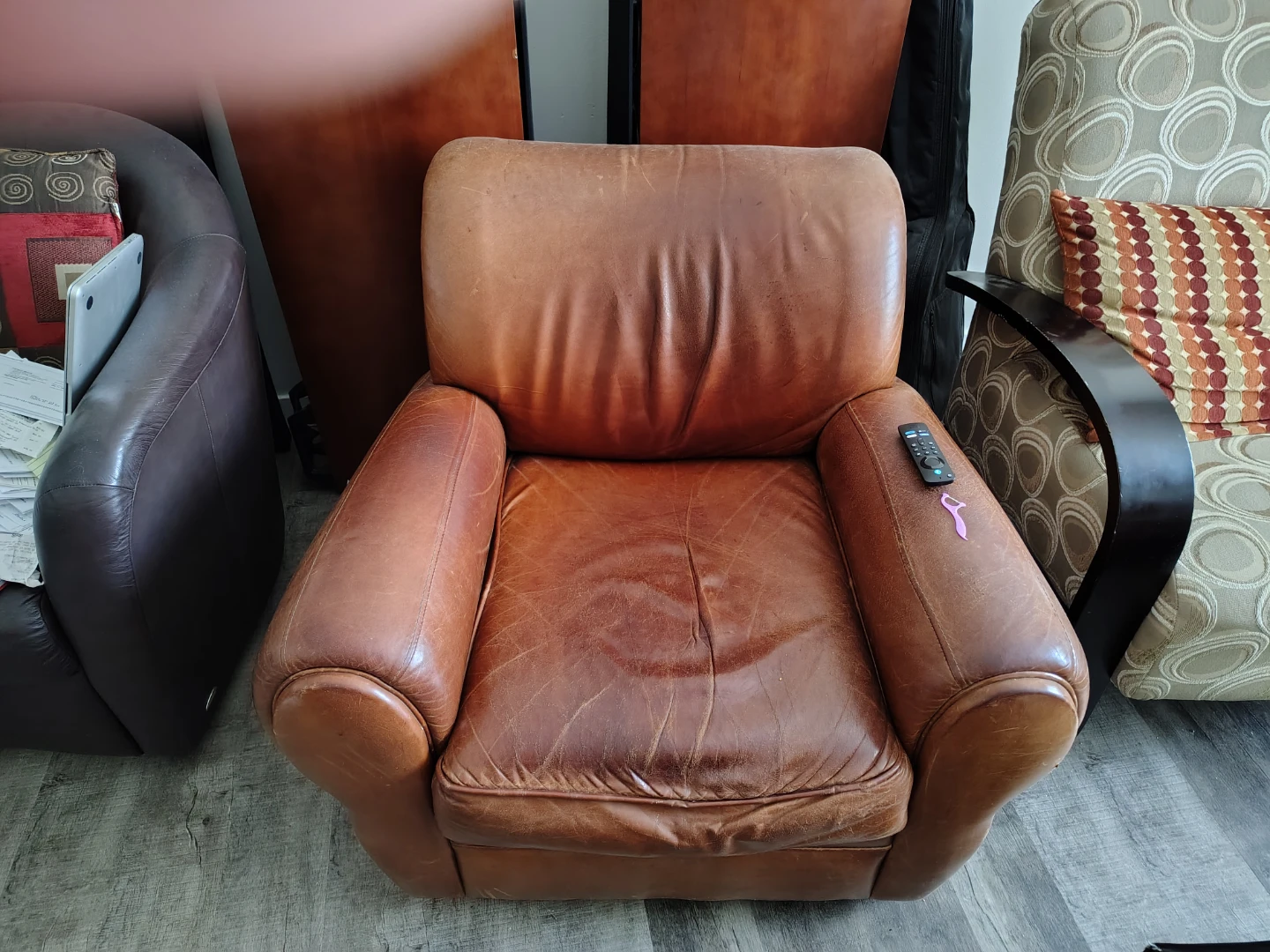 Leather couch and armchair set
