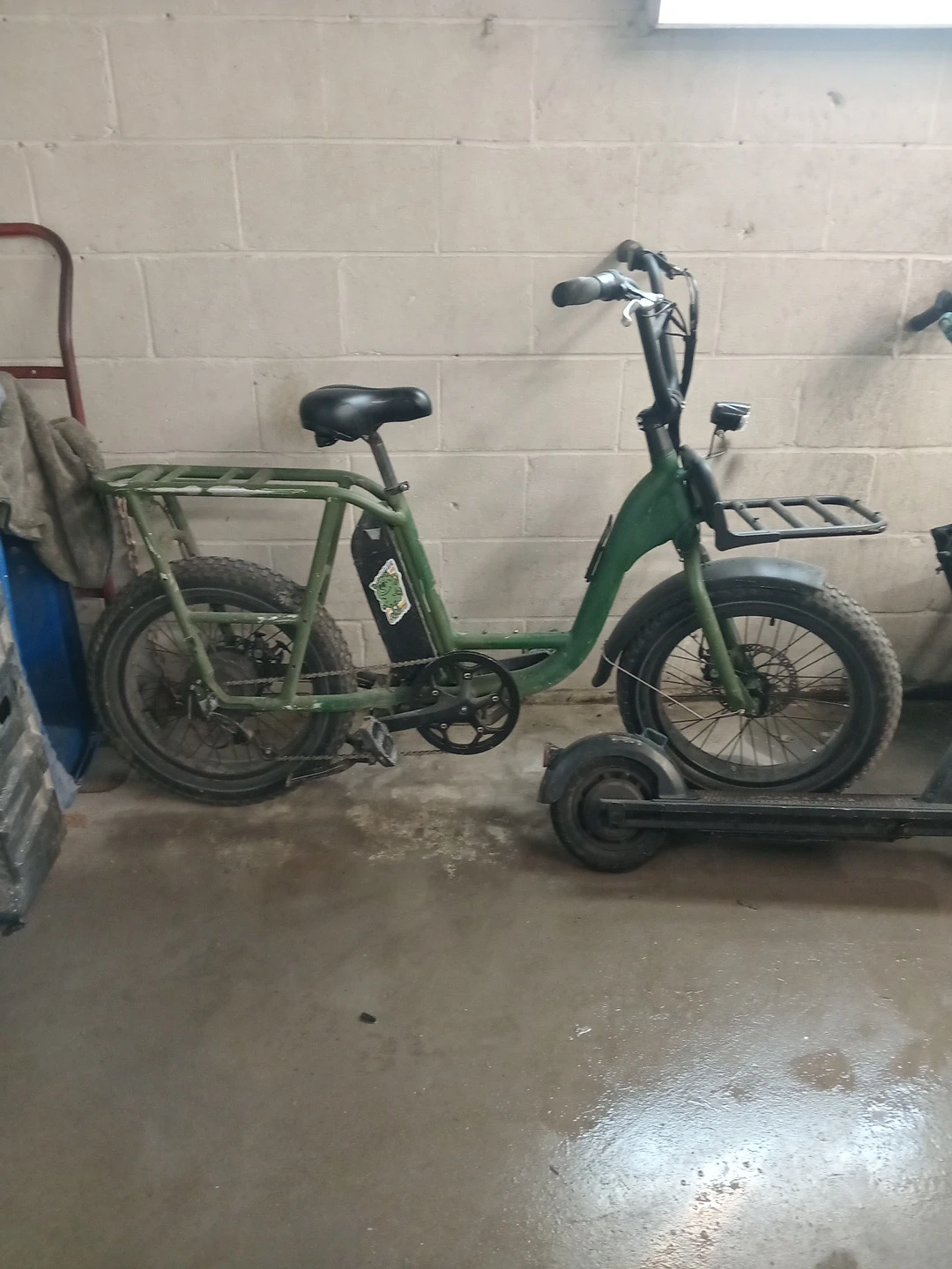 Green Electric Bike with Racks