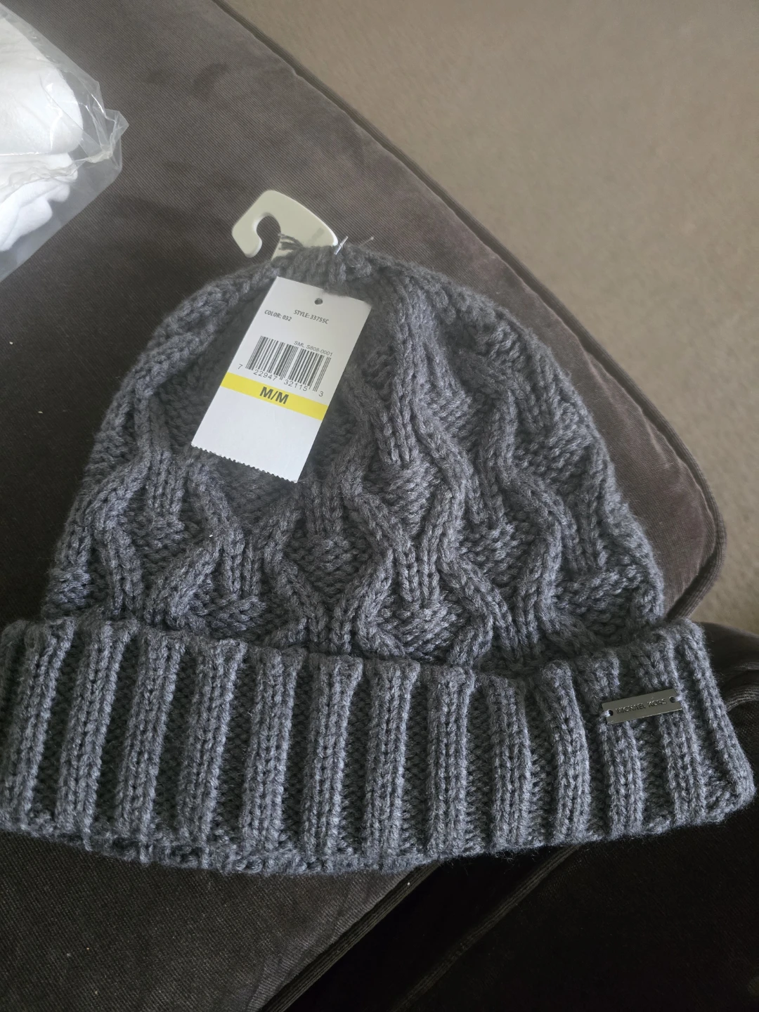 Michael Kors Grey Cable Knit Beanie Hat M/L