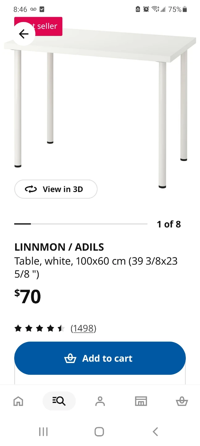 🥕IKEA LINNMON / ADILS White Table (100x60 cm) - photo 3