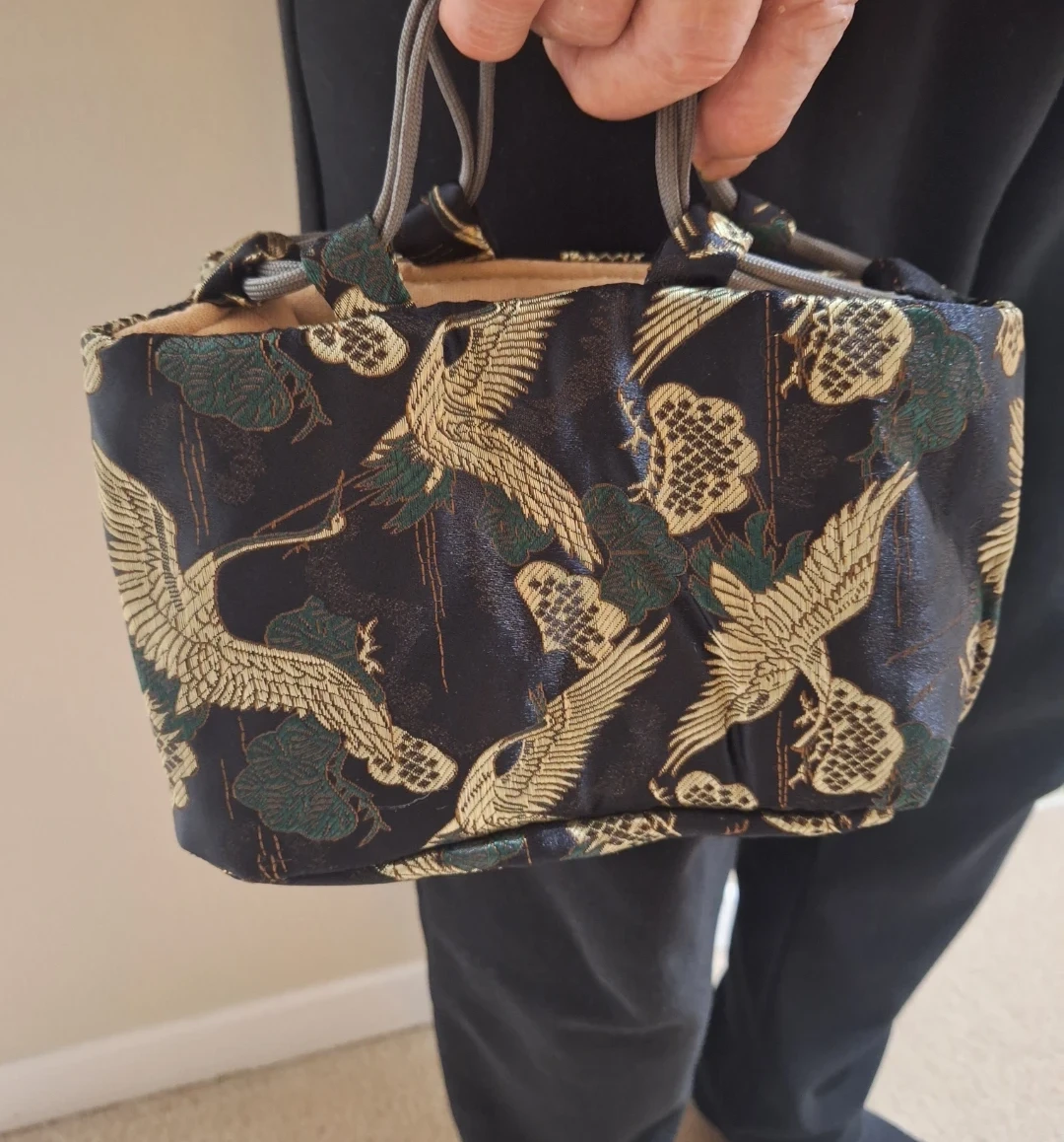 Embroidered Drawstring Satin Bag (Japanese inpired) - photo 2