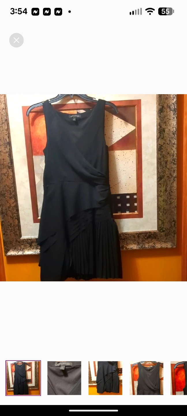 Banana Republic Black Asymmetrical Ruffled Cocktail Dress
