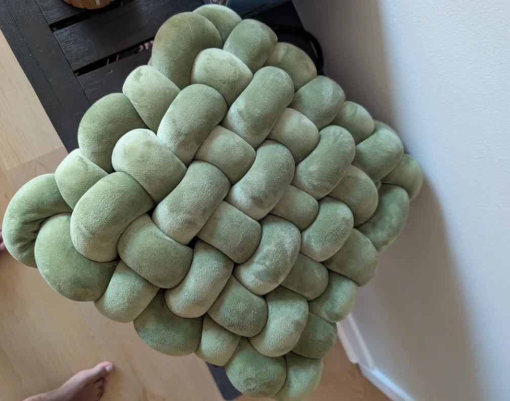 Sage Green knotted Woven Pillow Cushion - photo 2