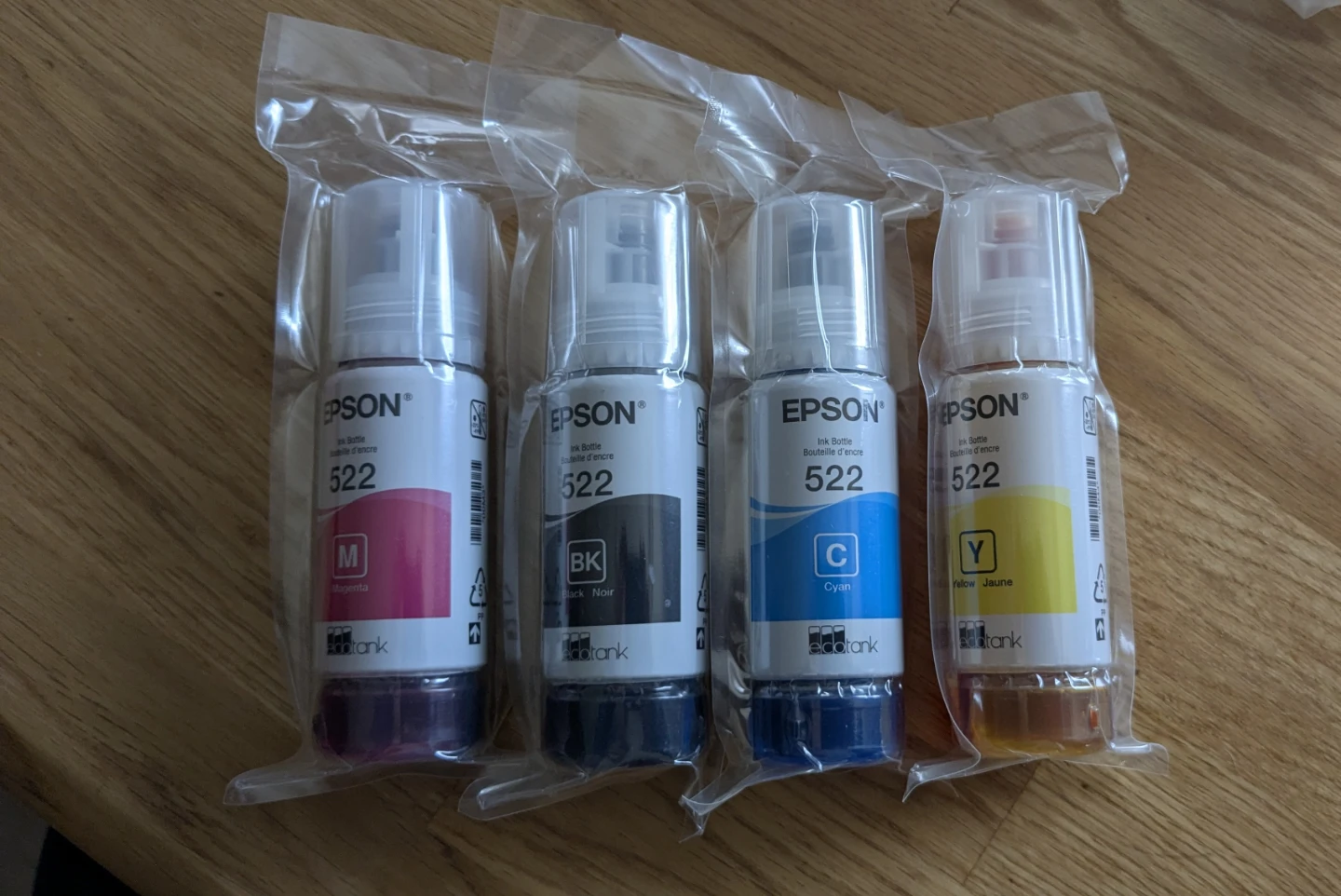 Epson 522 EcoTank Ink Bottles - Magenta, Black, Cyan, Yellow