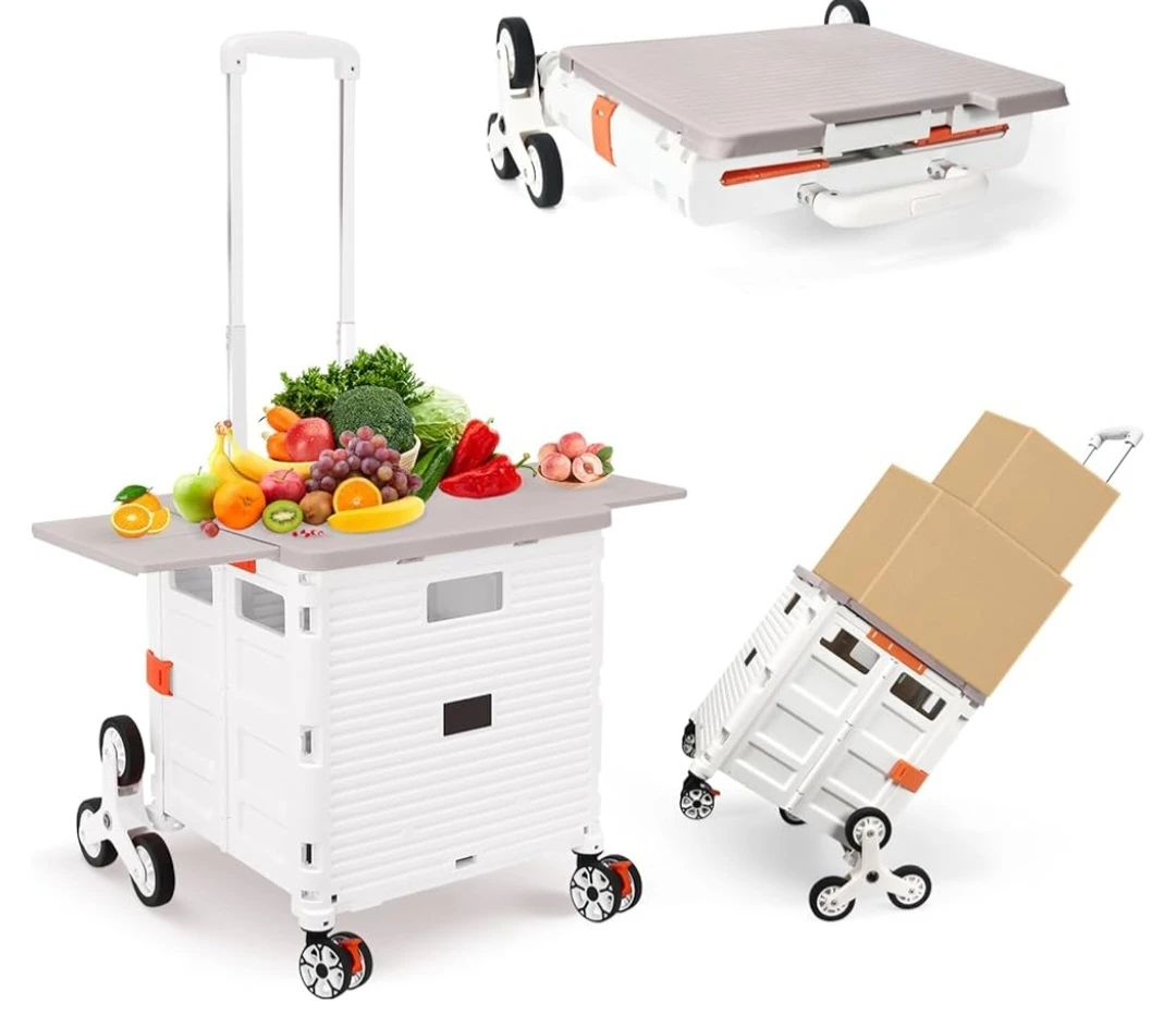 Foldable Shopping Cart with 55L Capacity and Telescoping Handle - photo 2