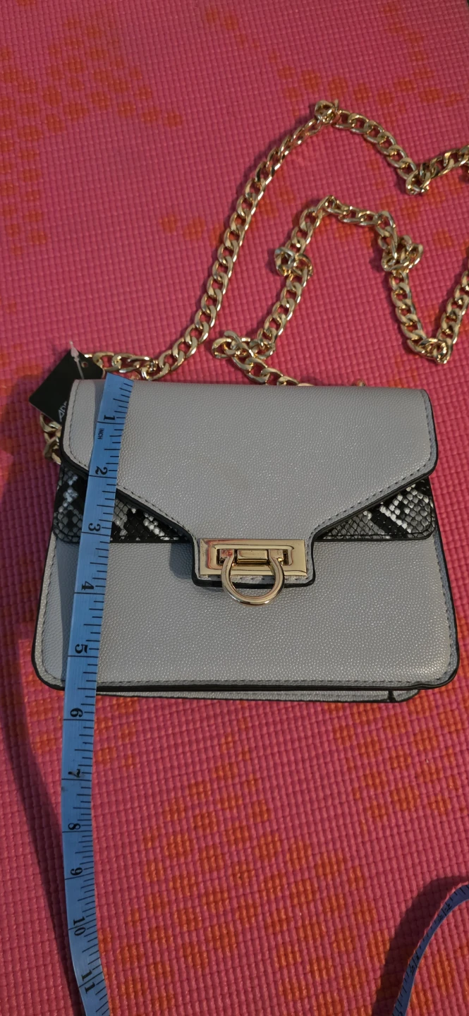 Grey Faux Leather Crossbody Bag with Gold Chain - photo 4