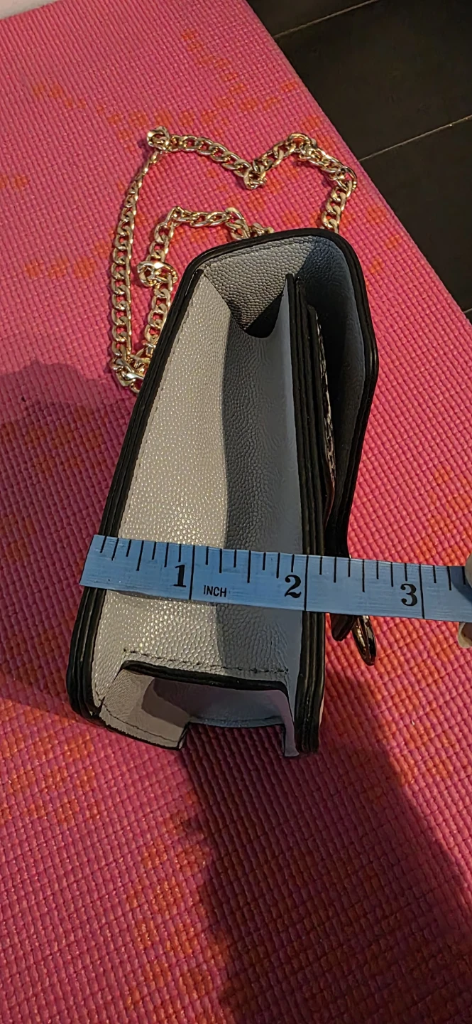 Grey Faux Leather Crossbody Bag with Gold Chain - photo 5