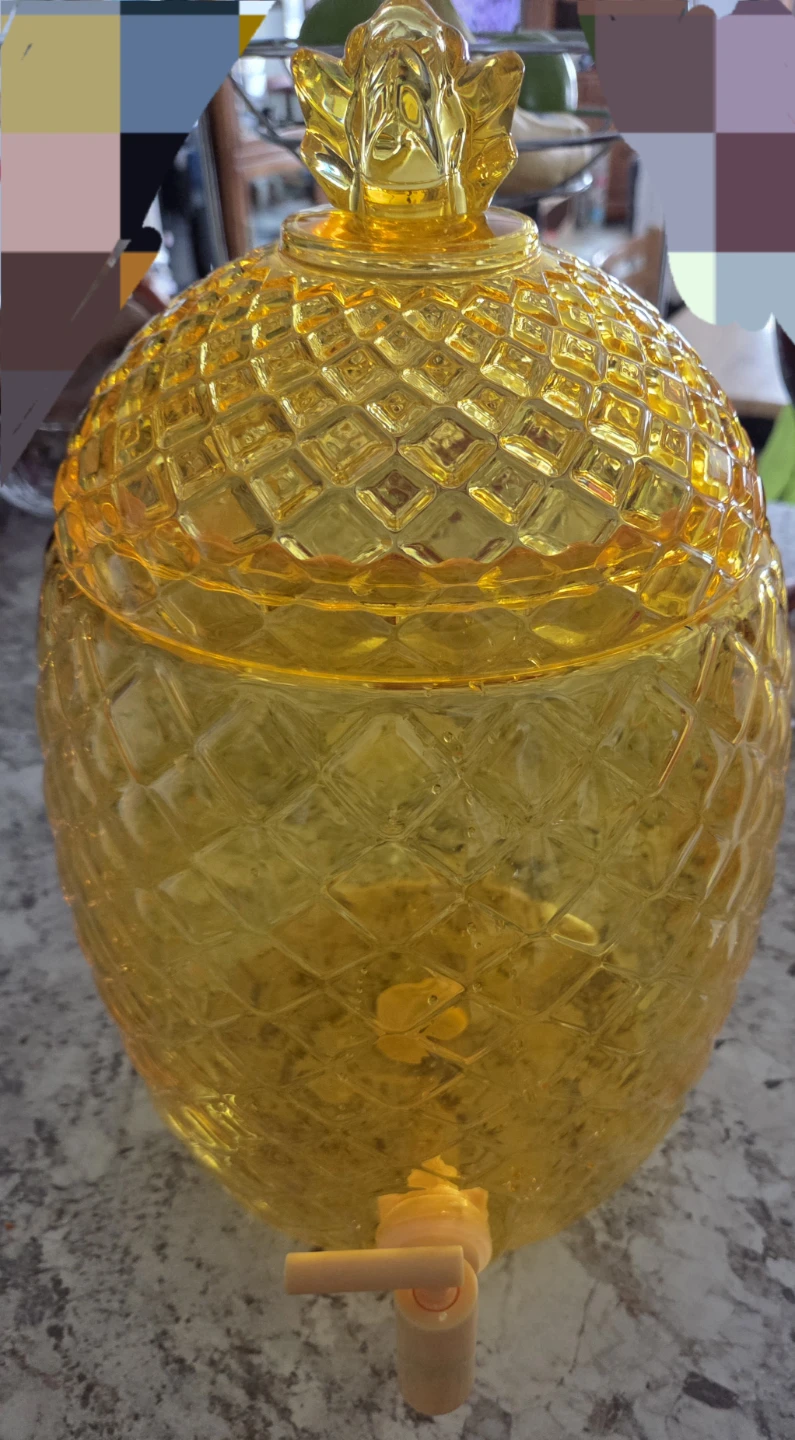 Yellow Pineapple Beverage Dispenser with Spigot