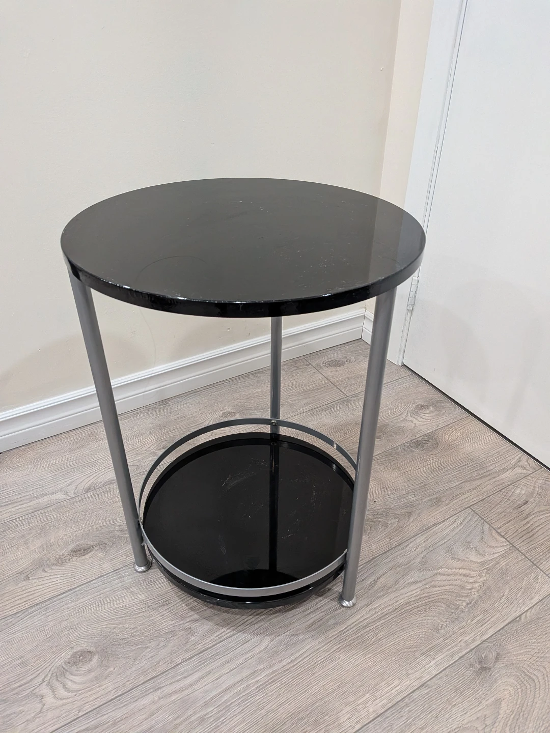 Black Round Side Tables 2 tiers
