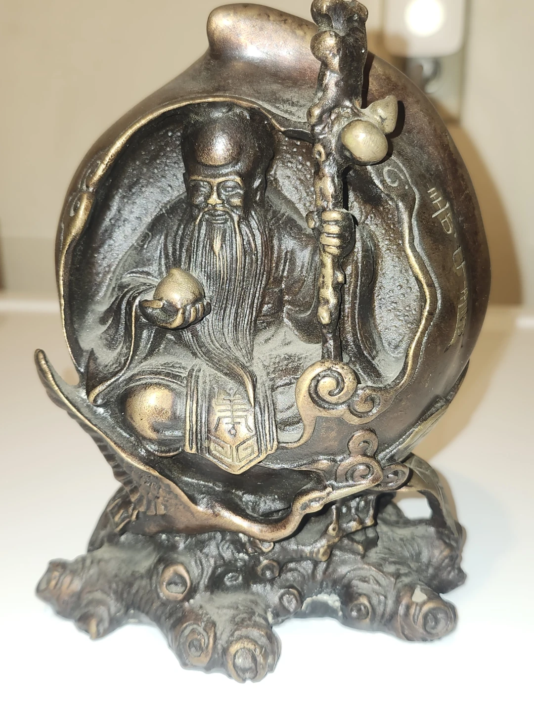 Chinese Bronze Vintage Shou Lao God Statue Figurine Sculpt - photo 4