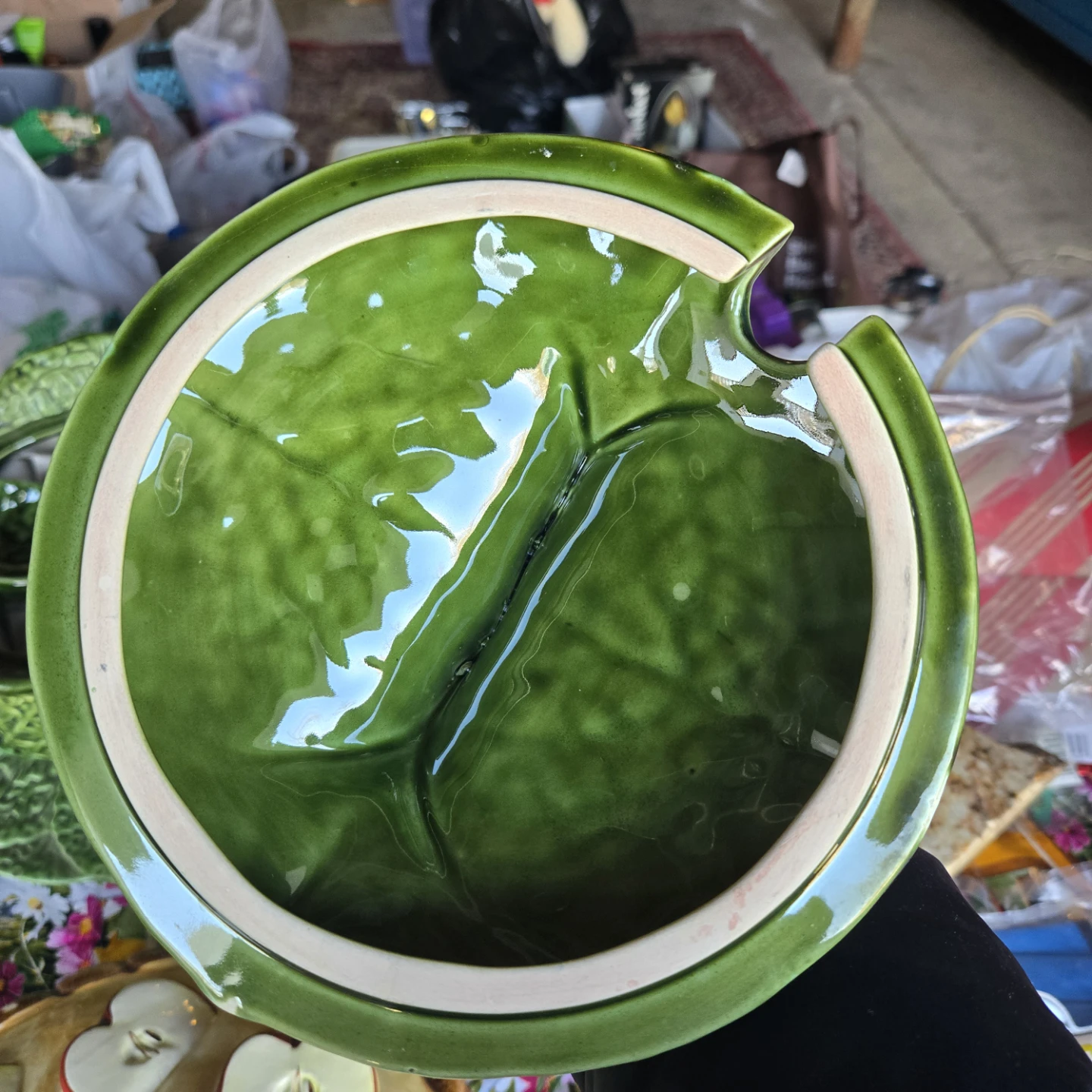 Vintage Ceramic Cabbage Vegetable Serving Bowl with Ladle - photo 4