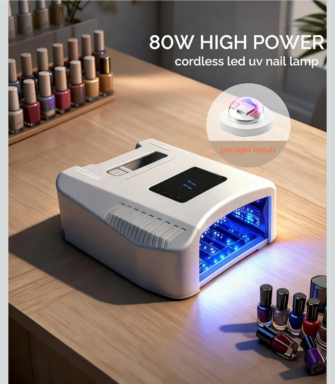80W Cordless UV LED Nail Lamp