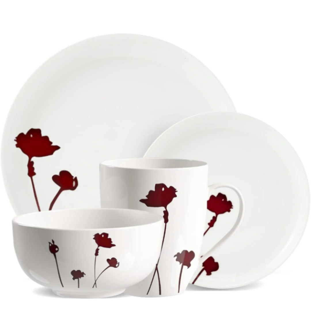 Safdie & Co. Inc. 16-Piece Scarlet Dinner Set