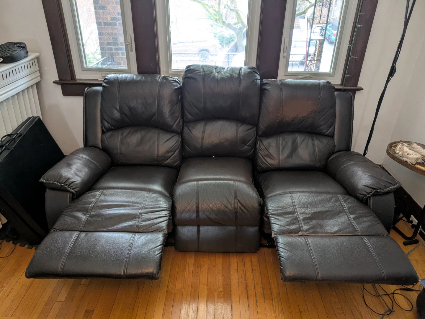 Black faux Leather 3-Seater Reclining Sofa on the 29th June