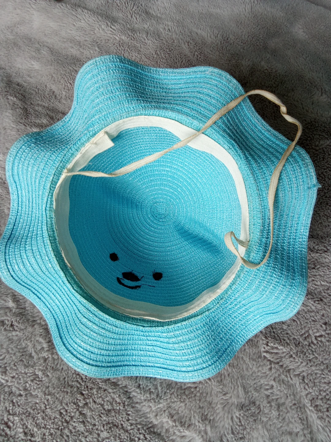 Blue Woven Sun Hat with Bear Pattern - photo 3