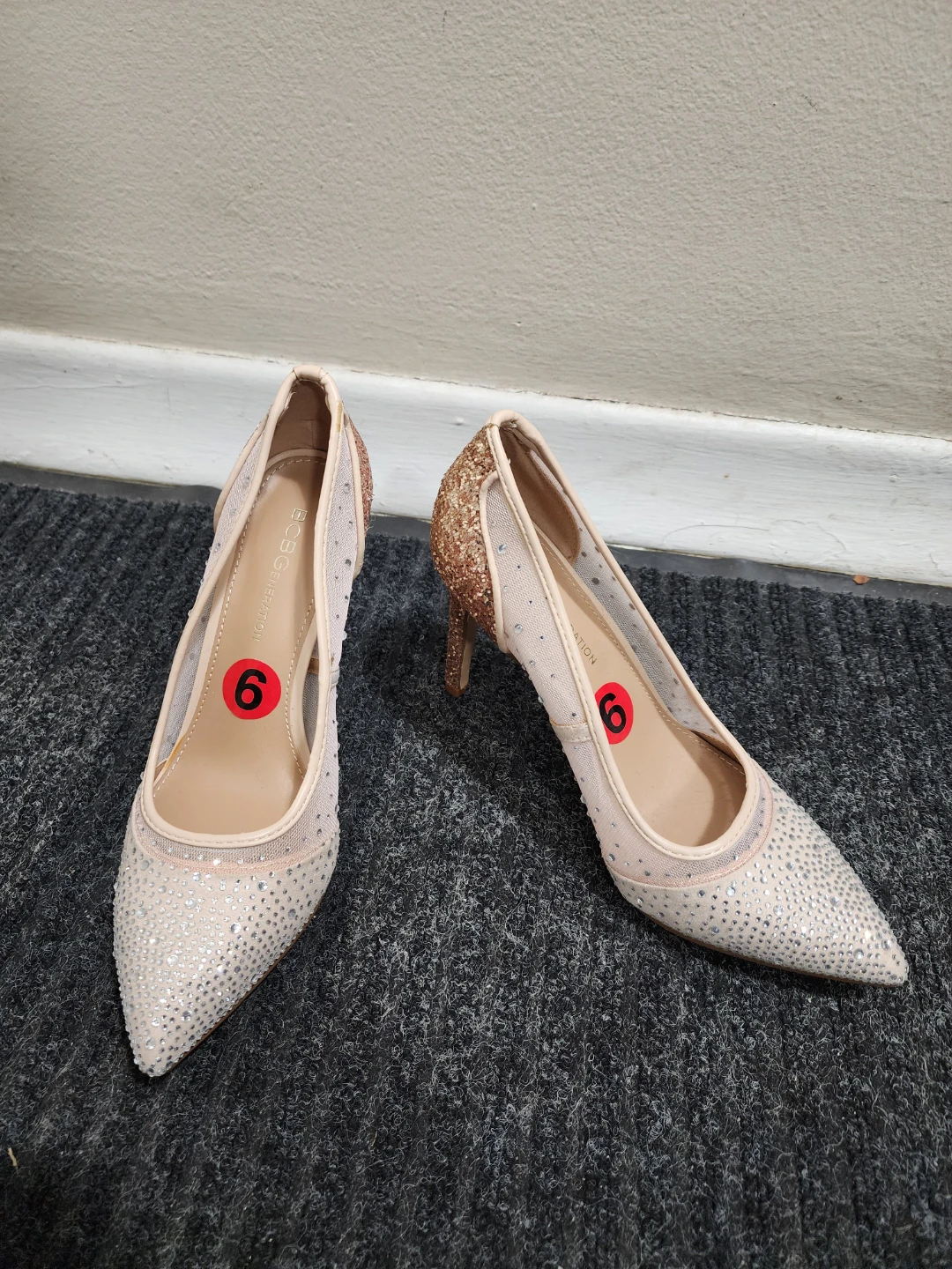 BCBGMAXAZRIA Embellished Mesh Heels Size 6