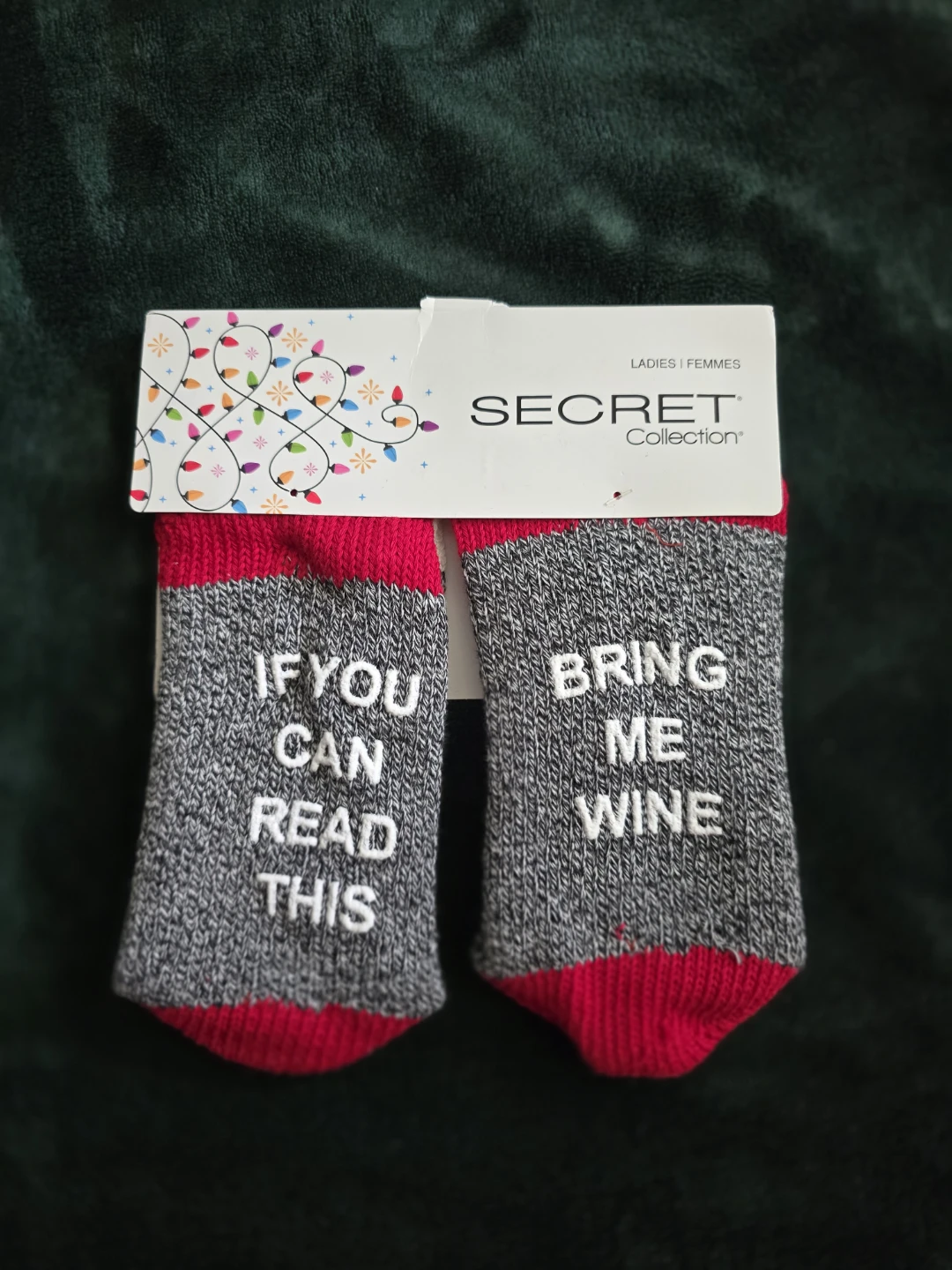 Secret Collection Ladies' Socks - "Bring Me Wine"  Size 6-10