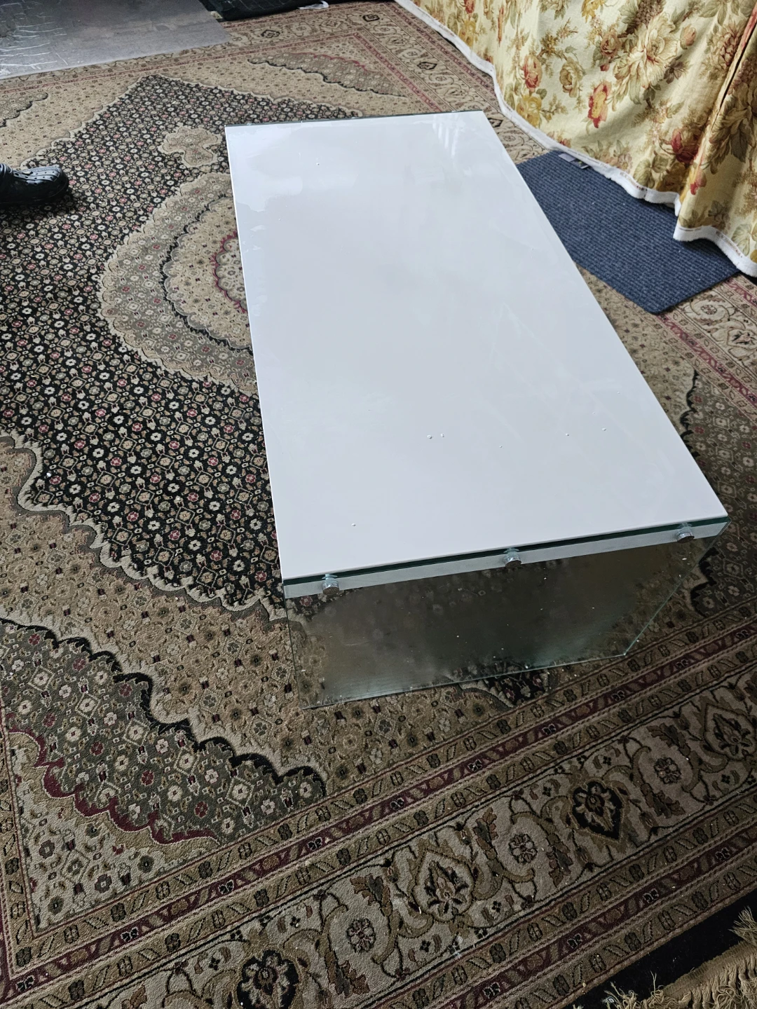 Monarch White and Glass Coffee Table