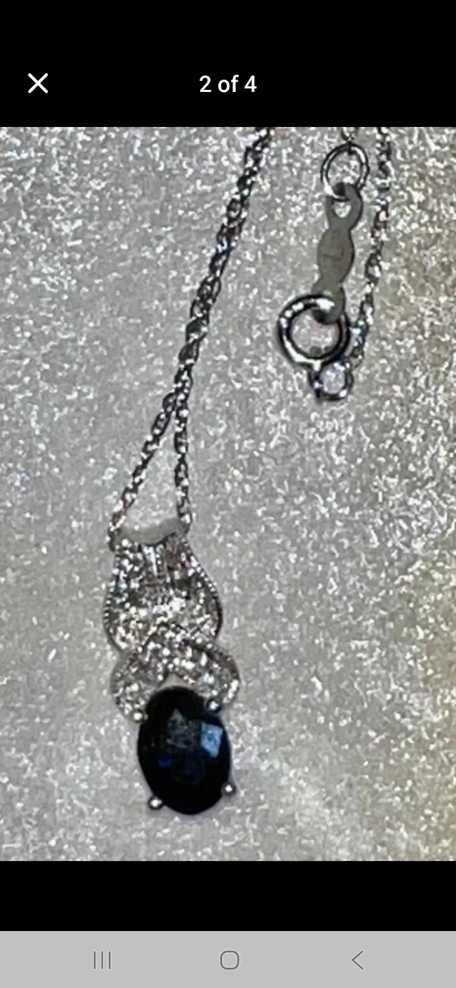 NEW 14K White  Gold Sapphire and Diamond Necklace