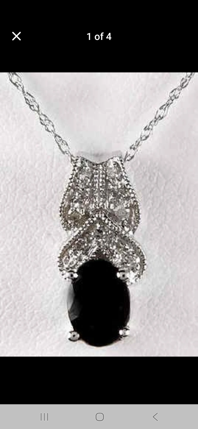 NEW 14K White  Gold Sapphire and Diamond Necklace - photo 2