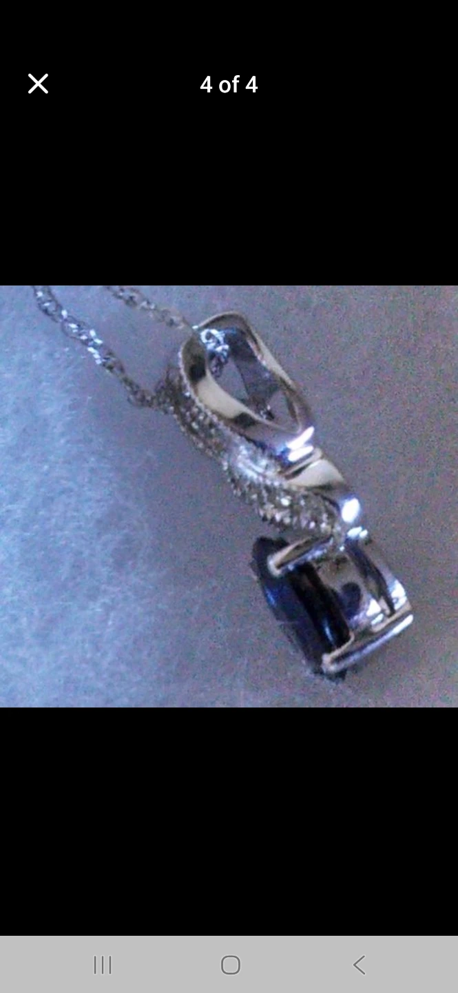 NEW 14K White  Gold Sapphire and Diamond Necklace - photo 3