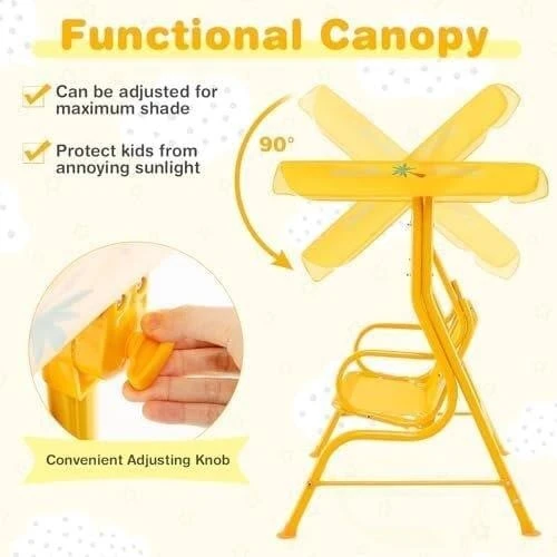 New-Yellow Kids Swing with Canopy - photo 2