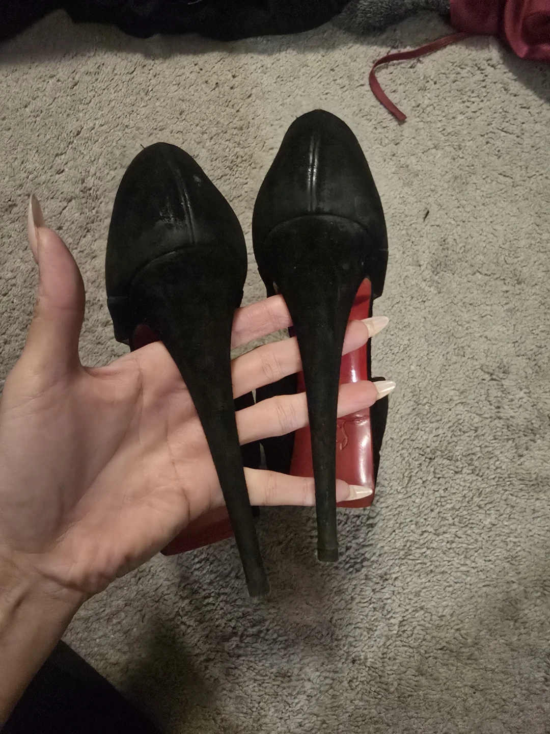 Christian Louboutin Black Suede Platform Heels Size 38.5 - photo 3