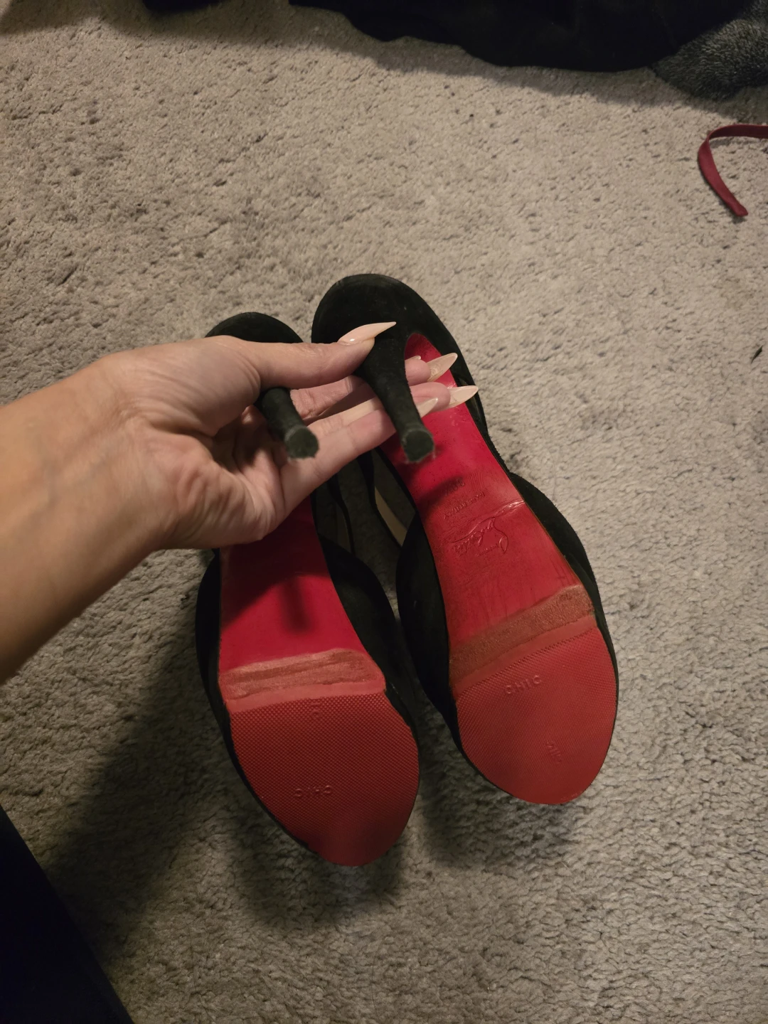 Christian Louboutin Black Suede Platform Heels Size 38.5 - photo 4
