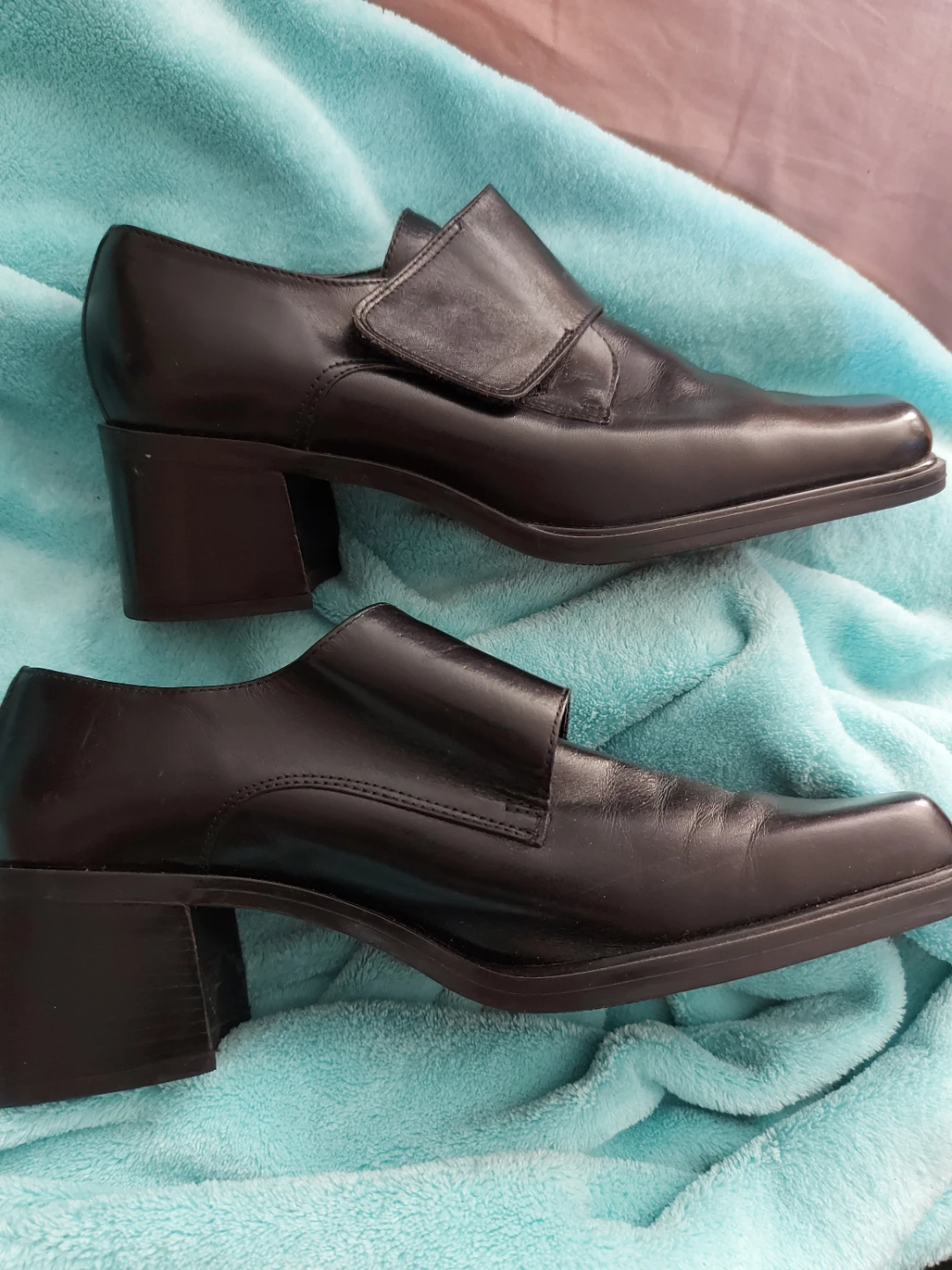 Nine West Black Leather Block Heel Shoes - Size 8M - photo 2