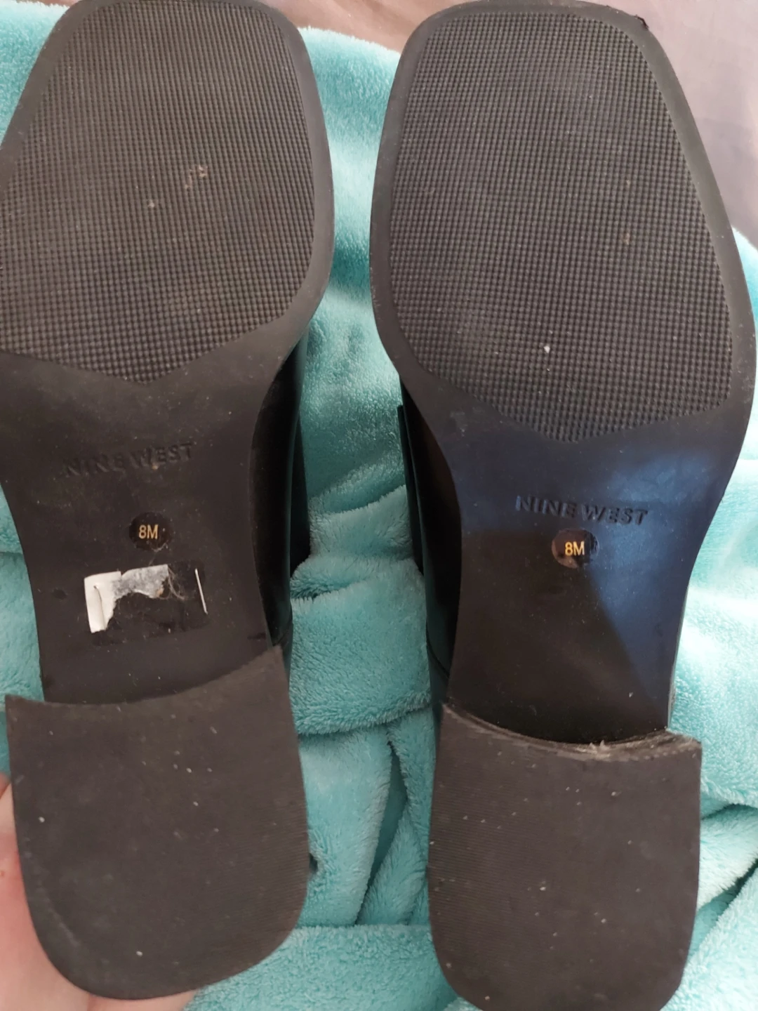 Nine West Black Leather Block Heel Shoes - Size 8M - photo 4
