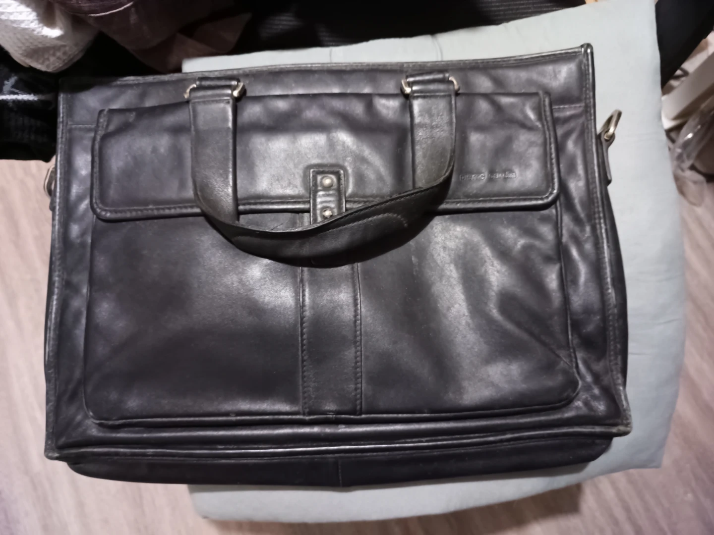 Pierre Cardin Black Leather Briefcase
