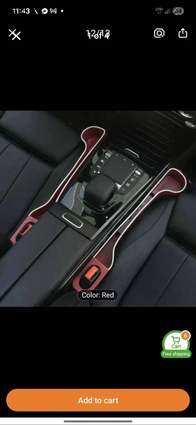 Car Console Organizer Cup Holder Set - Red