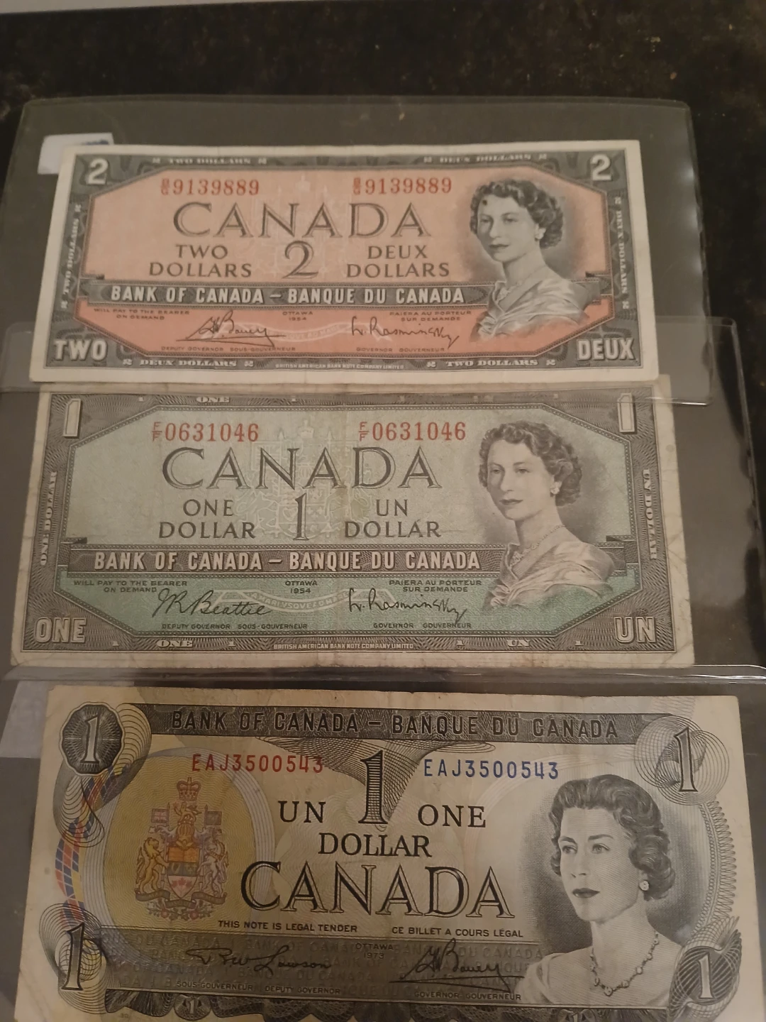 Canada Bank Notes - $2, $1, and $1